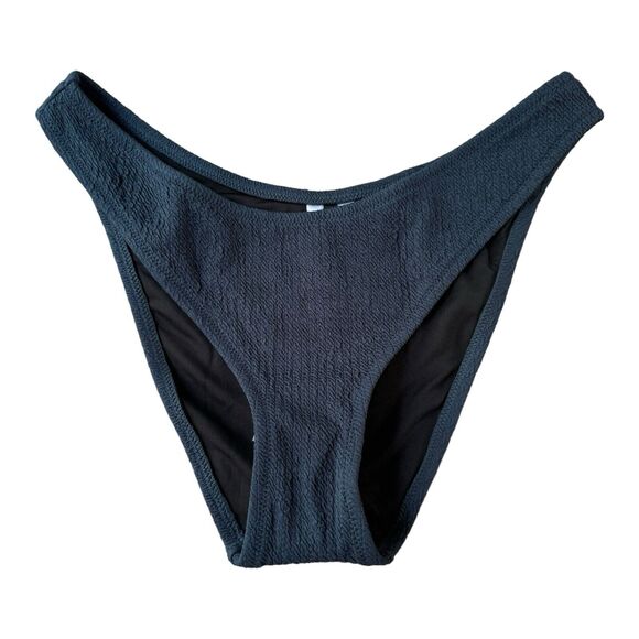 J. Crew Other - NWT J. Crew Textured Curved Waist Cheeky Navy Blue Bikini Bottom Size Medium